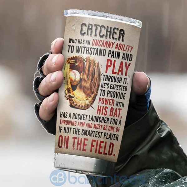 Custom Name Gift For Dad Catcher Baseball On The Field Tumbler Product Photo
