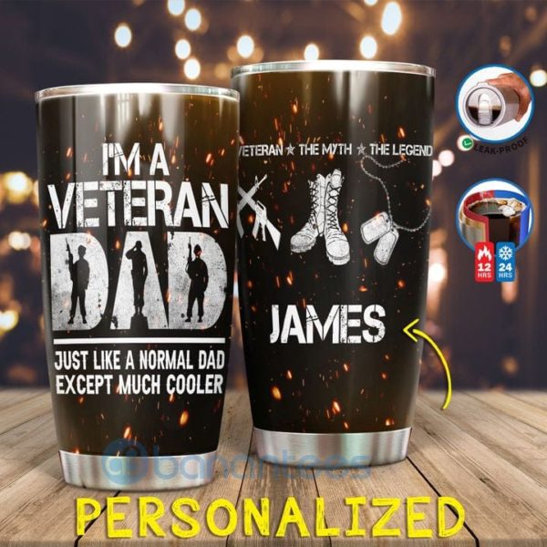 Custom Name Gift For Dad Cool Veteran Dad Tumbler Product Photo