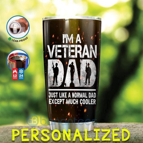 Custom Name Gift For Dad Cool Veteran Dad Tumbler Product Photo