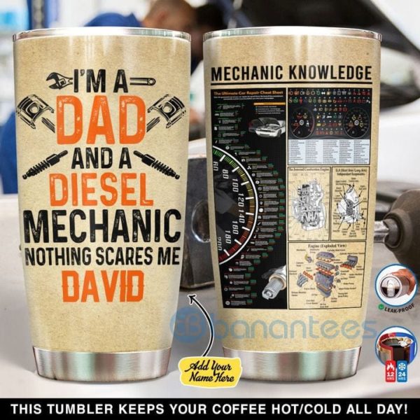 Custom Name Gift For Dad Dad And Diesel Mechanic Tumbler Product Photo