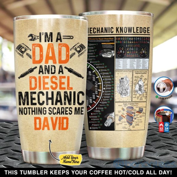 Custom Name Gift For Dad Dad And Diesel Mechanic Tumbler Product Photo