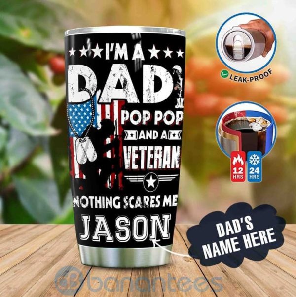Custom Name Gift For Dad Dad Pop Pop And Veteran Tumbler Product Photo
