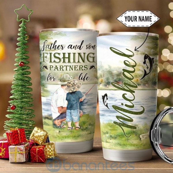 Custom Name Gift For Dad Dad Son Fishing Partner Tumbler Product Photo