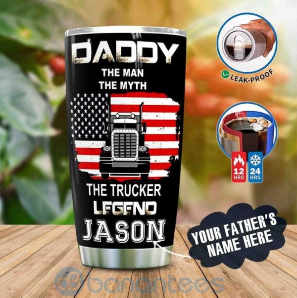 Custom Name Gift For Dad Dad The Trucker Legend Tumbler Product Photo