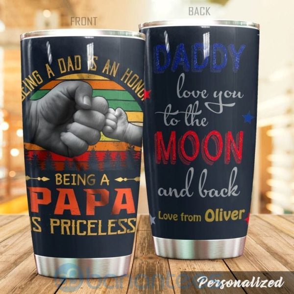 Custom Name Gift For Dad Daddy I Love You To The Moon And Back Tumbler Product Photo