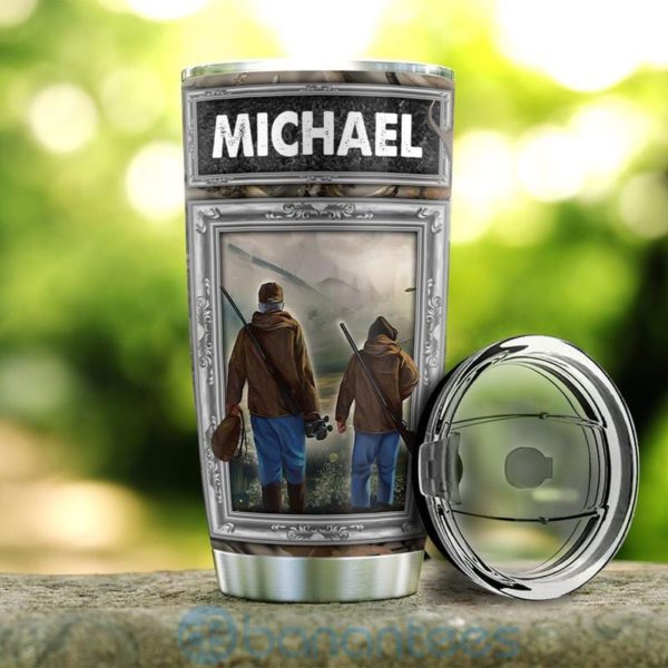 Custom Name Gift For Dad Deer Hunting Dad And Son Tumbler Product Photo