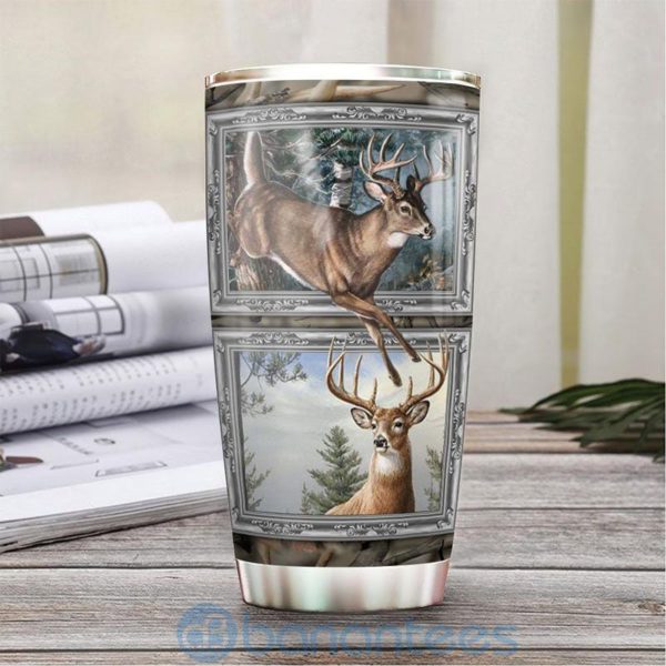Custom Name Gift For Dad Deer Hunting Dad And Son Tumbler Product Photo