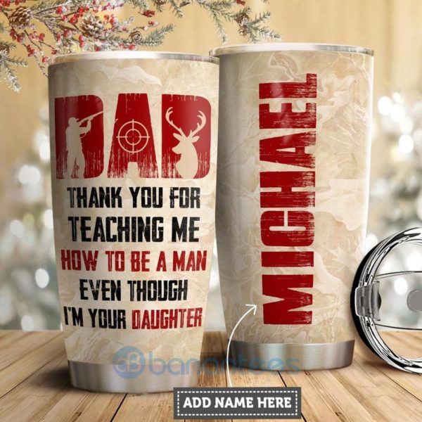 Custom Name Gift For Dad Deer Hunting Daughter To Dad Tumbler Product Photo
