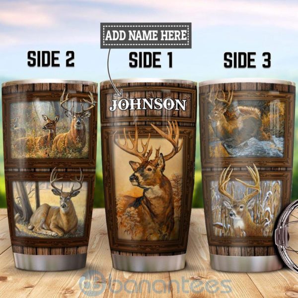 Custom Name Gift For Dad Deer Hunting Tumbler Product Photo