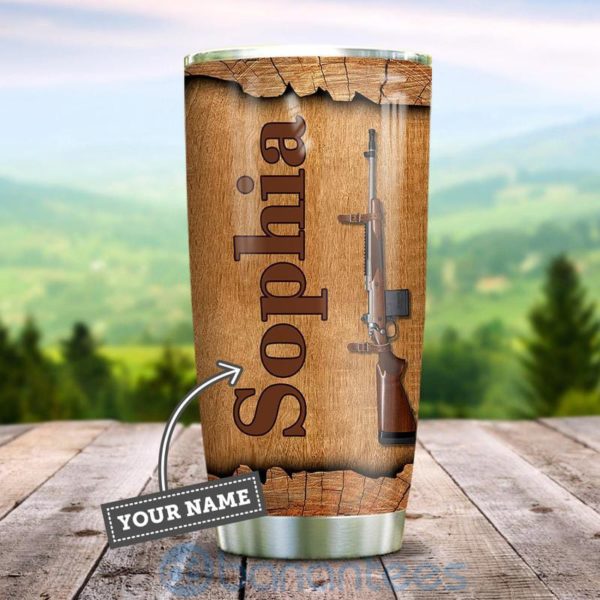 Custom Name Gift For Dad Deer Hunting Wood Tumbler Product Photo