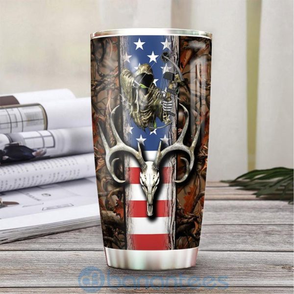 Custom Name Gift For Dad Deer Skull Bow Hunting Tumbler Product Photo