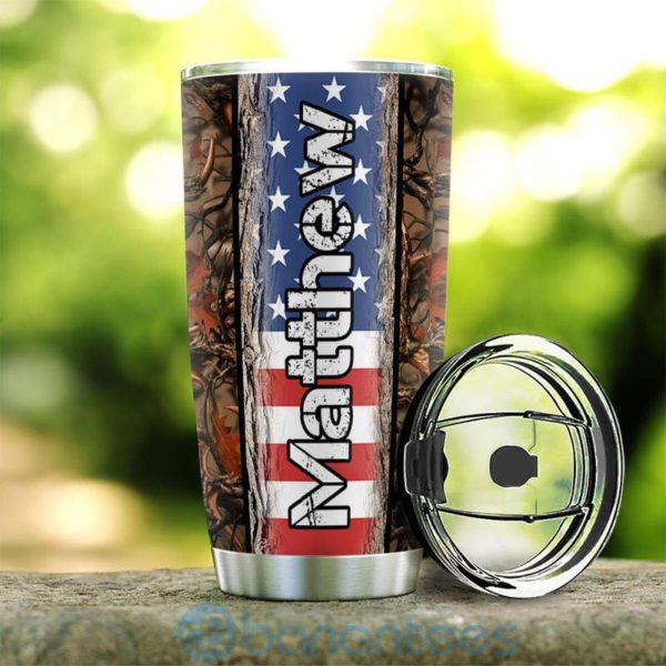 Custom Name Gift For Dad Deer Skull Bow Hunting Tumbler Product Photo