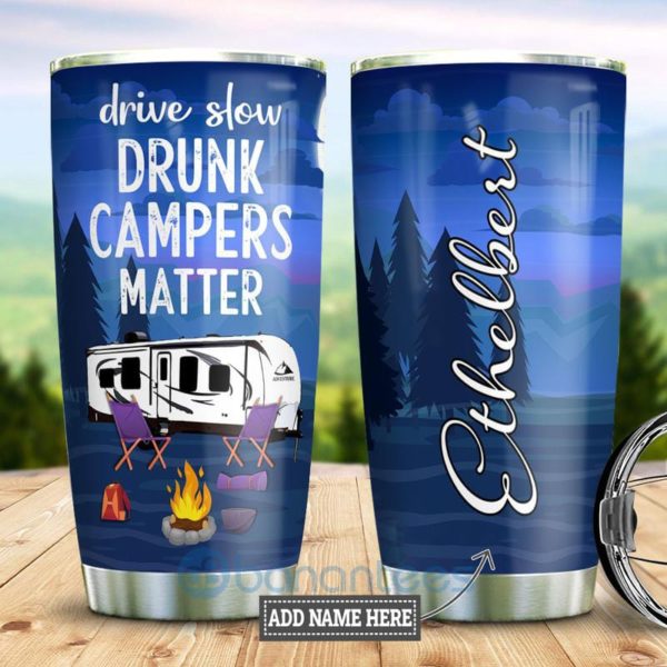 Custom Name Gift For Dad Drunk Camper Matter Tumbler Product Photo