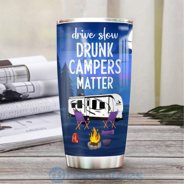 Custom Name Gift For Dad Drunk Camper Matter Tumbler Product Photo