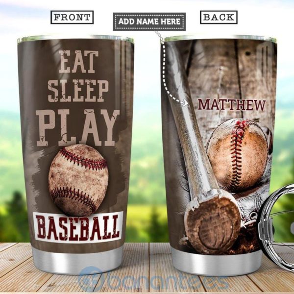 Custom Name Gift For Dad Eat Sleep Play Baseball Tumbler Product Photo