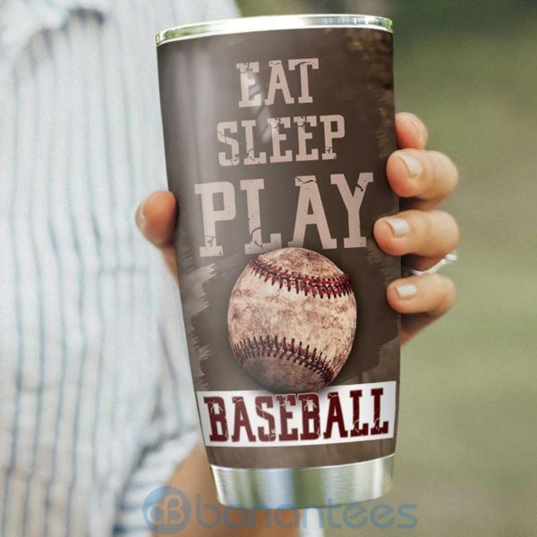 Custom Name Gift For Dad Eat Sleep Play Baseball Tumbler Product Photo