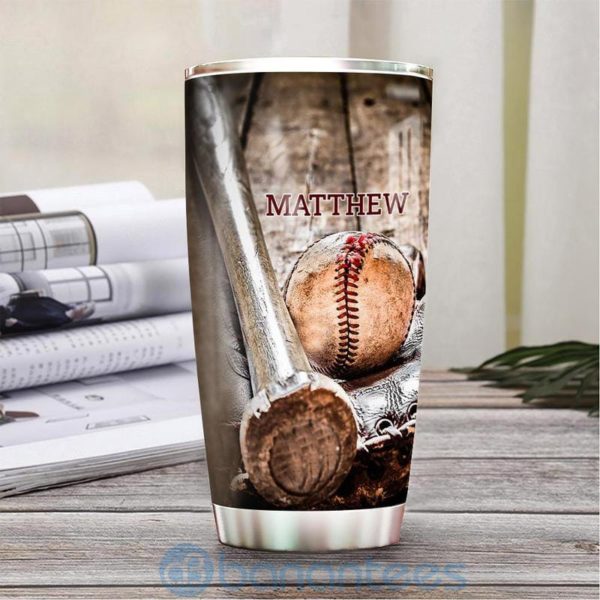 Custom Name Gift For Dad Eat Sleep Play Baseball Tumbler Product Photo