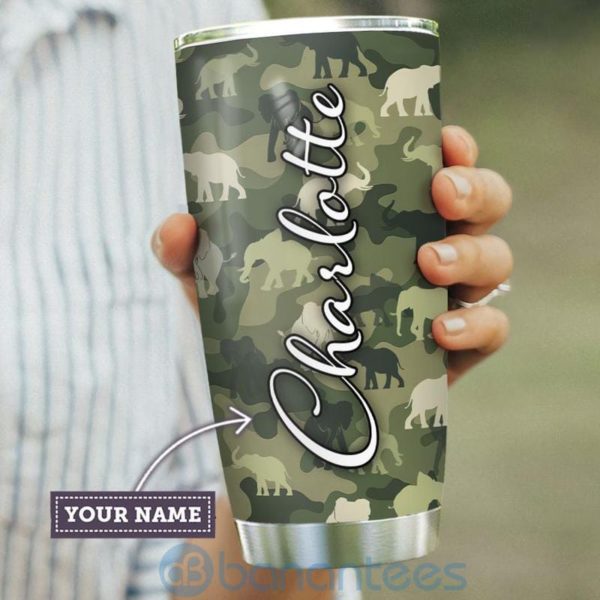 Custom Name Gift For Dad Elephant Camo Tumbler Product Photo