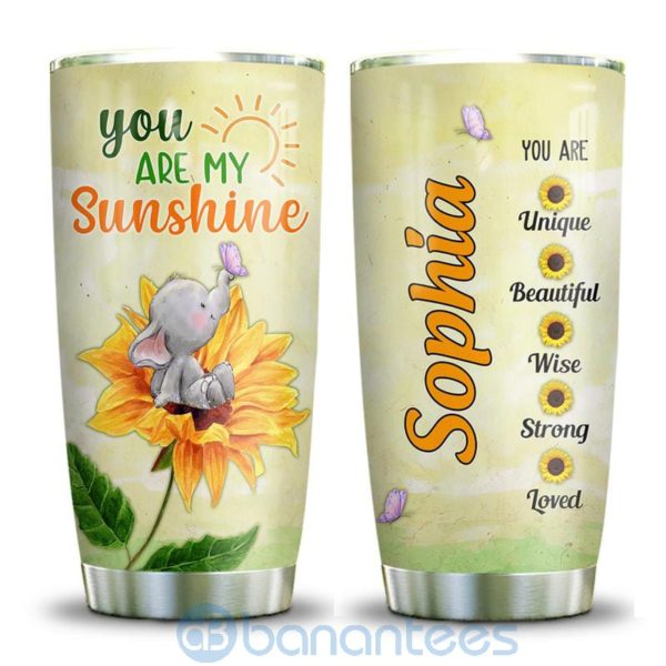 Custom Name Gift For Dad Elephant Sunflower You Are My Sunshine Tumbler Product Photo