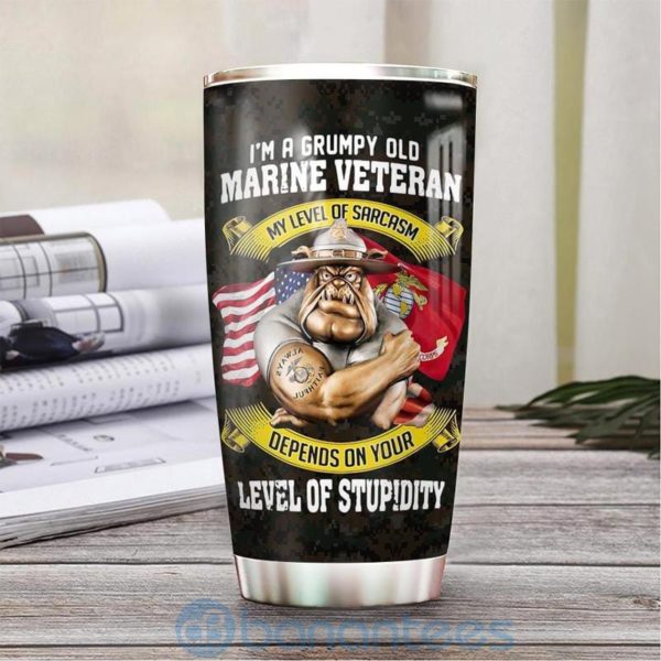 Custom Name Gift For Dad Evil Dog Marines Veteran Tumbler Product Photo