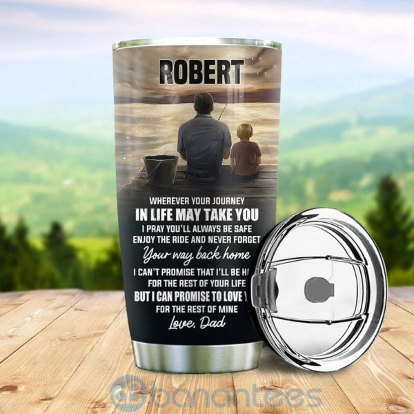 Custom Name Gift For Dad Father And Son Fishing Tumbler Product Photo