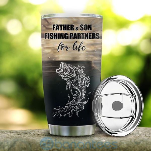 Custom Name Gift For Dad Father And Son Fishing Tumbler Product Photo