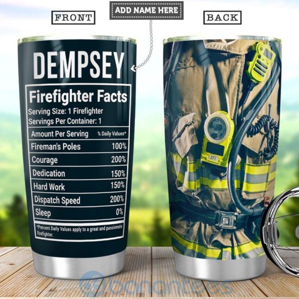 Custom Name Gift For Dad Firefighter Facts Tumbler Product Photo