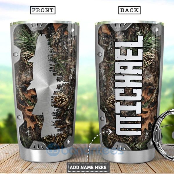 Custom Name Gift For Dad Fishing Hunting Metal Style Tumbler Product Photo