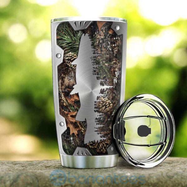 Custom Name Gift For Dad Fishing Hunting Metal Style Tumbler Product Photo