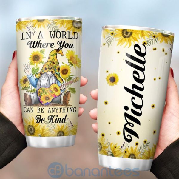 Custom Name Gift For Dad Gnomes Sunflower Tumbler Product Photo