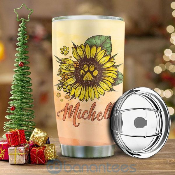 Custom Name Gift For Dad Golden Retriever Sunflower Tumbler Product Photo