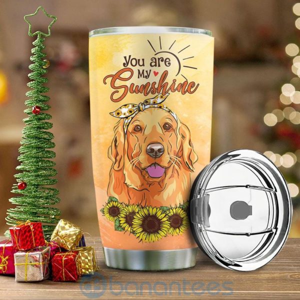Custom Name Gift For Dad Golden Retriever Sunflower Tumbler Product Photo