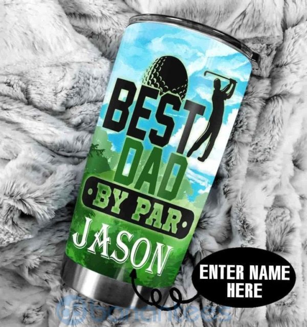 Custom Name Gift For Dad Golf Best Dad By Par Tumbler Product Photo