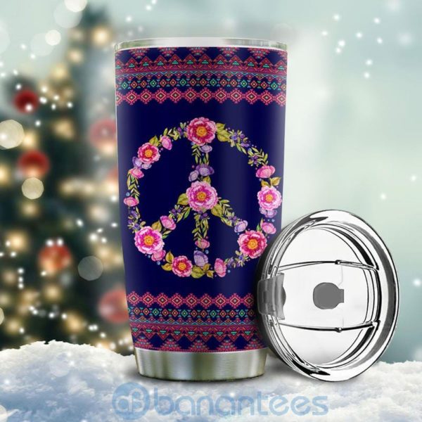 Custom Name Gift For Dad Hippie Flower Peace Tumbler Product Photo