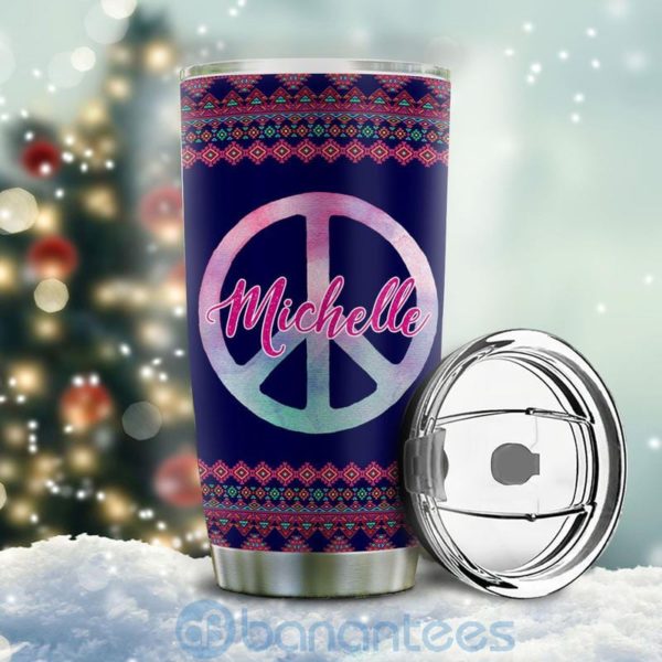 Custom Name Gift For Dad Hippie Flower Peace Tumbler Product Photo