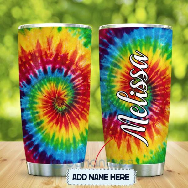 Custom Name Gift For Dad Hippie Tie Dye Tumbler Product Photo
