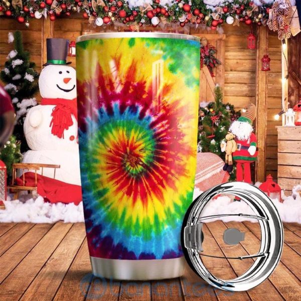 Custom Name Gift For Dad Hippie Tie Dye Tumbler Product Photo