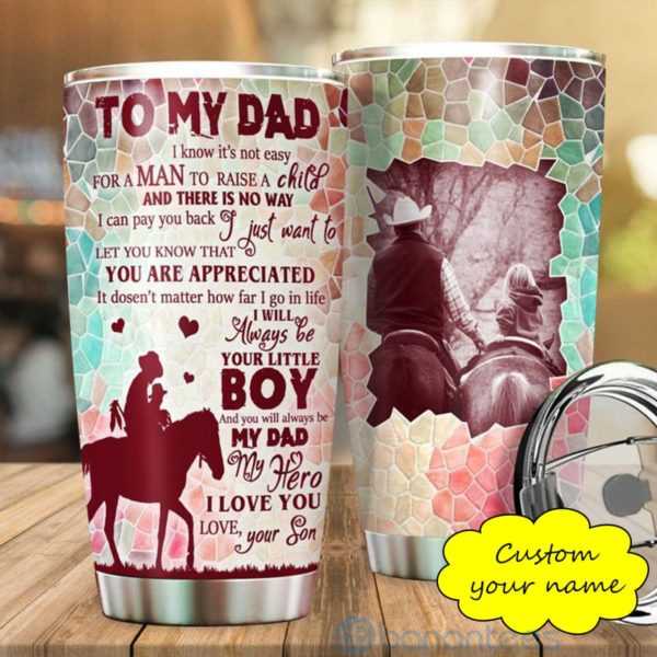Custom Name Gift For Dad Horse Riding Dad Tumbler Product Photo