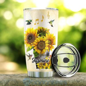 Custom Name Gift For Dad Hummingbird Sunflower Tumbler Product Photo