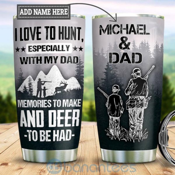 Custom Name Gift For Dad Hunting Dad And Son Tumbler Product Photo