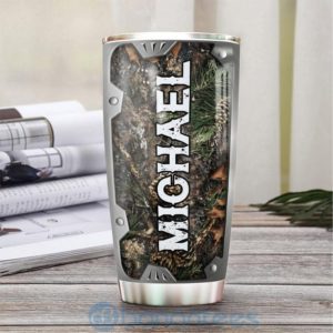 Custom Name Gift For Dad Hunting Fishing Faith Metal Style Tumbler Product Photo