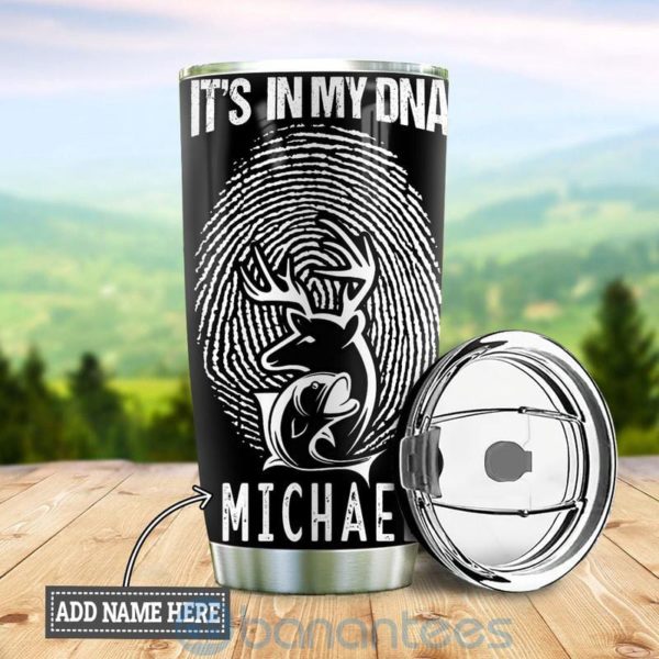 Custom Name Gift For Dad Hunting Fishing Life DNA Tumbler Product Photo