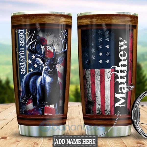 Custom Name Gift For Dad Hunting Flag Tumbler Product Photo