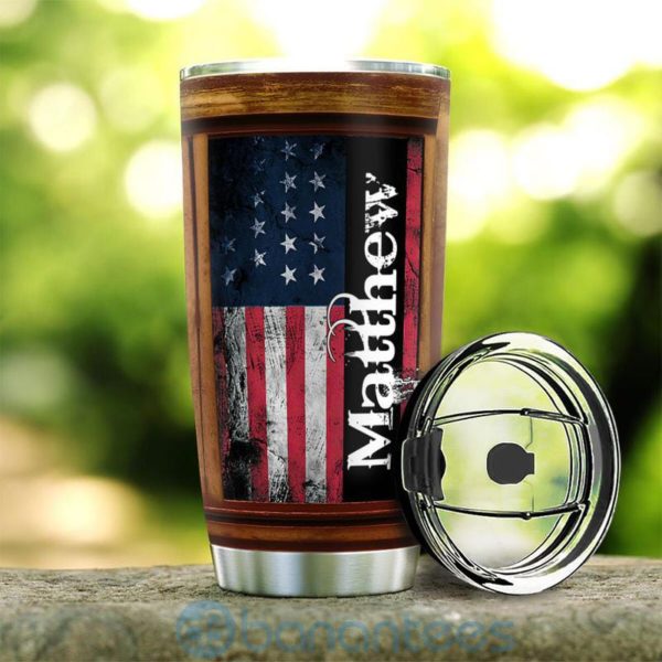 Custom Name Gift For Dad Hunting Flag Tumbler Product Photo