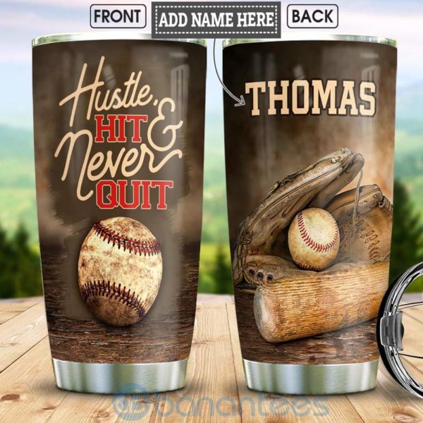 Custom Name Gift For Dad Hustle Hit And Never Quit Tumbler Product Photo