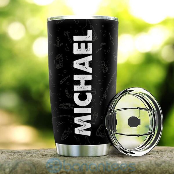 Custom Name Gift For Dad I Rescue Fish And Beer Tumbler Product Photo