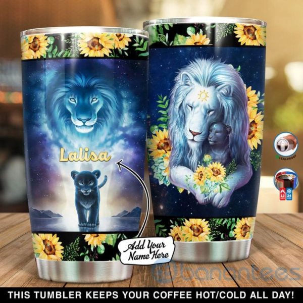 Custom Name Gift For Dad Lion Dad And Daughter Tumbler Product Photo