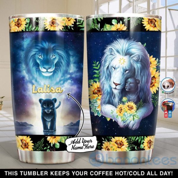 Custom Name Gift For Dad Lion Dad And Daughter Tumbler Product Photo