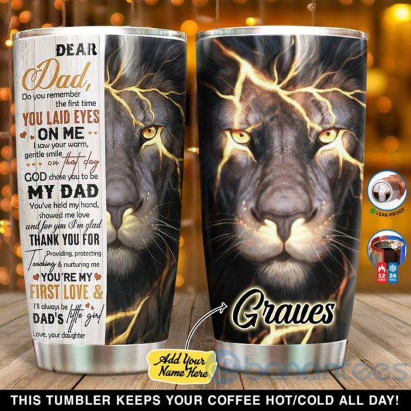 Custom Name Gift For Dad Lion God Choose You To Be My Dad Tumbler Product Photo