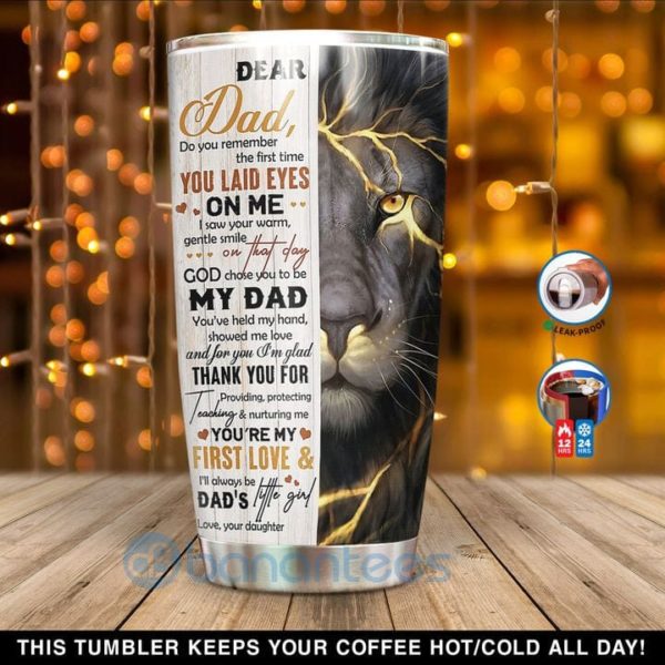 Custom Name Gift For Dad Lion God Choose You To Be My Dad Tumbler Product Photo